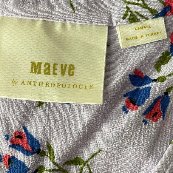 Anthropologie Maeve Juno Lilac Poppies Floral Spring Summer Tunic Dress XS - Picture 9 of 10